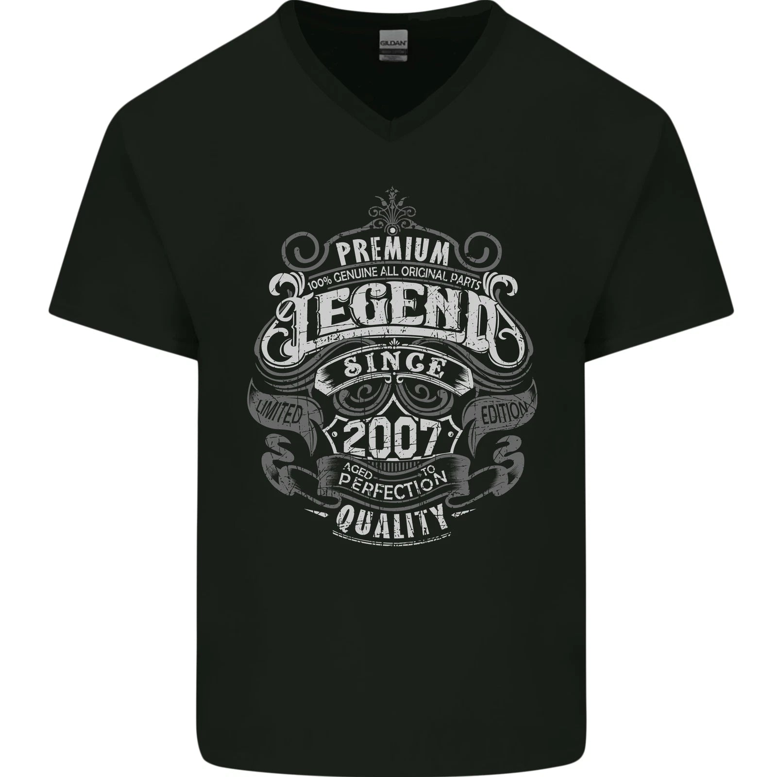 Premium Legend 19th Birthday 2007 Mens V-Neck Cotton T-Shirt