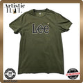 Lee Men's L Slim Fit Logo Print Crew Neck Cotton T-Shirt in Green