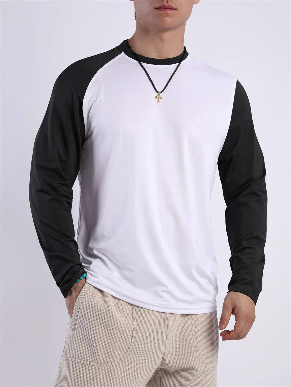 Men's Long Sleeve Athletic T-Shirt Classic Casual Slim Round Neck Shirts