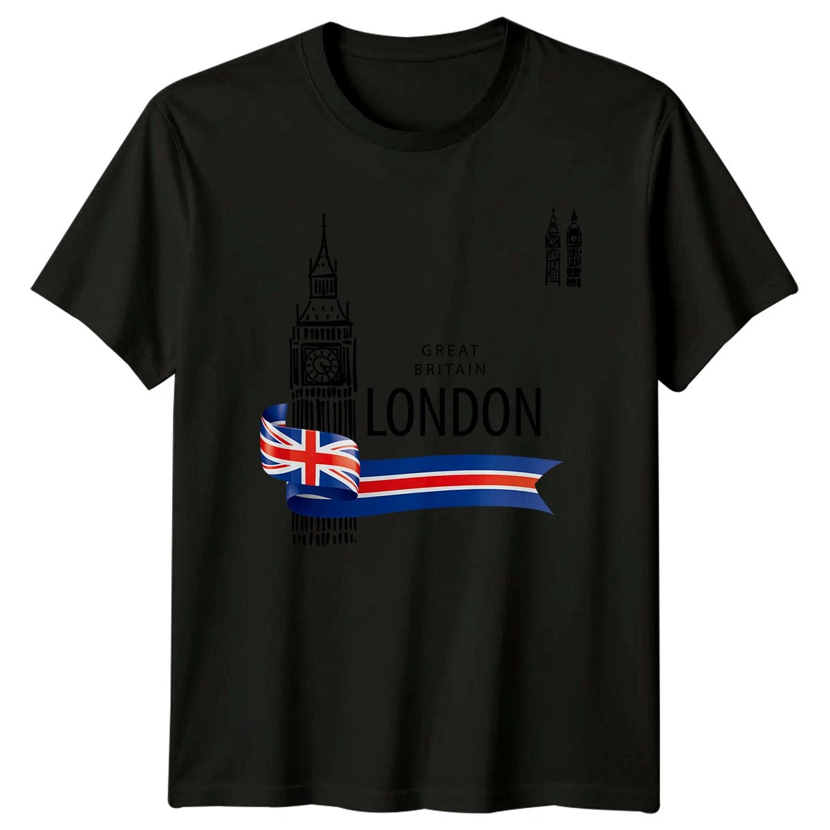 Big Ben London Great Britain Travel Mens Womens Tee Union Jack Flag Graphic Top