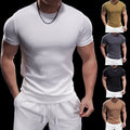 Men's Polyester 90% Spandex 10% Short Sleeve Round Neck Muscle T Shirt