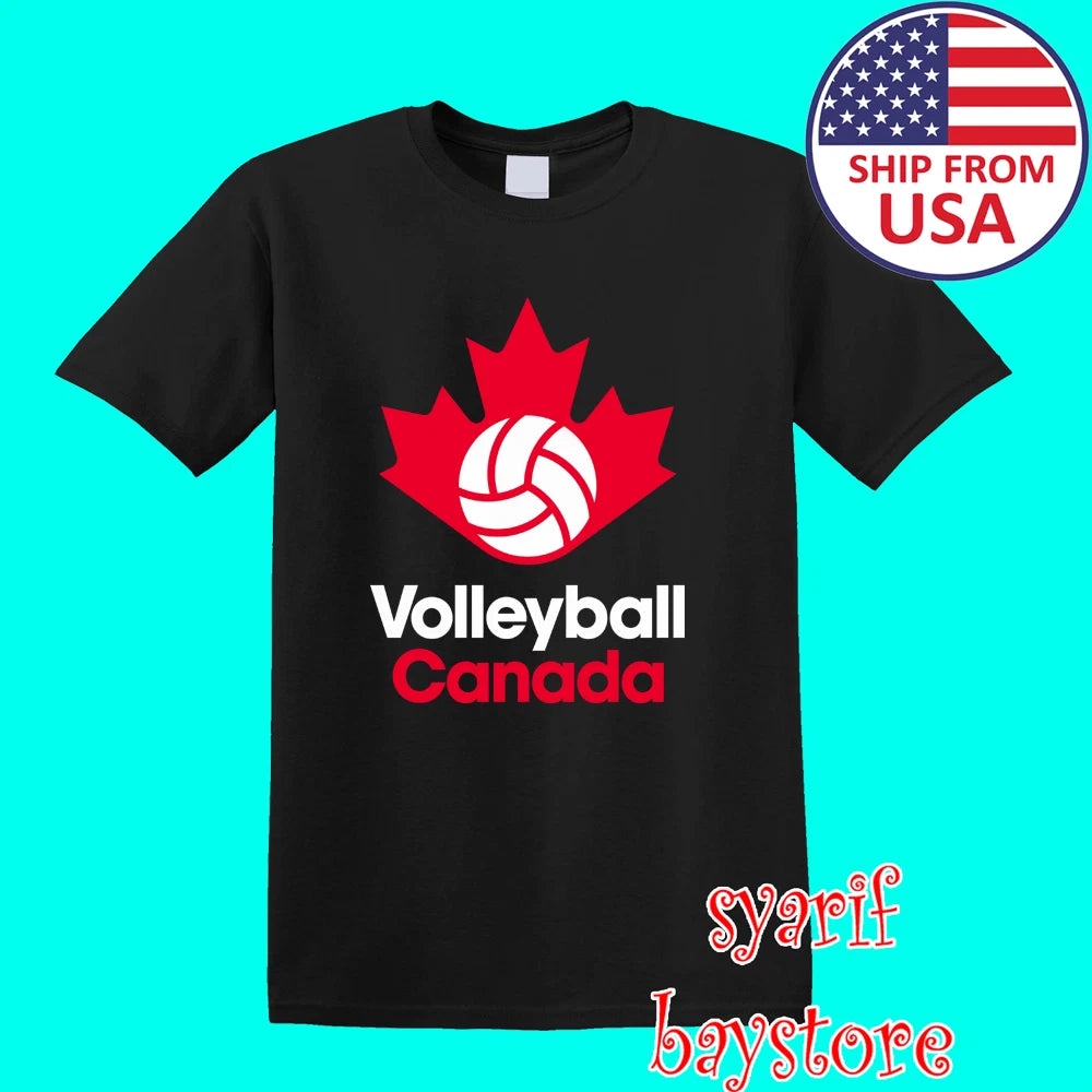 Volleyball Canada Volley Sports Men's Black Size S to 5XL