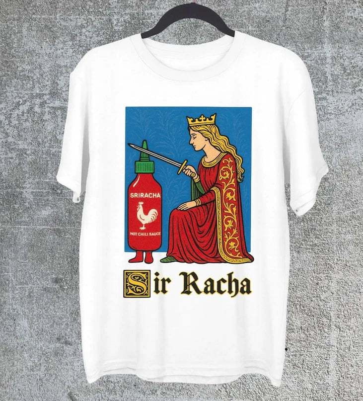 Sir Racha Funny Knight Meme Graphic T-Shirt Vintage Humor Tee