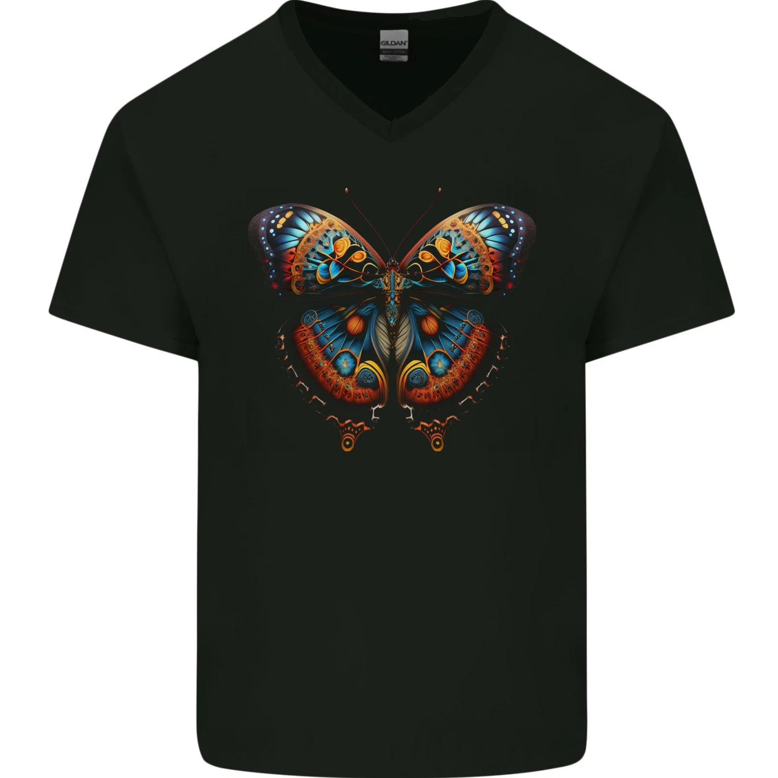 Fantasy Butterfly Design Mens V-Neck Cotton T-Shirt