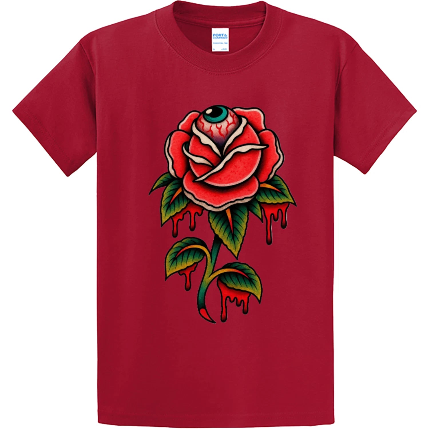 NEW Art Society EYEBALL ROSE RED Tee Shirt SMALL-4XLARGE MADE IN USA