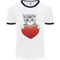 A Cute Cat With a Heart Love Valentines Day Mens Ringer T-Shirt