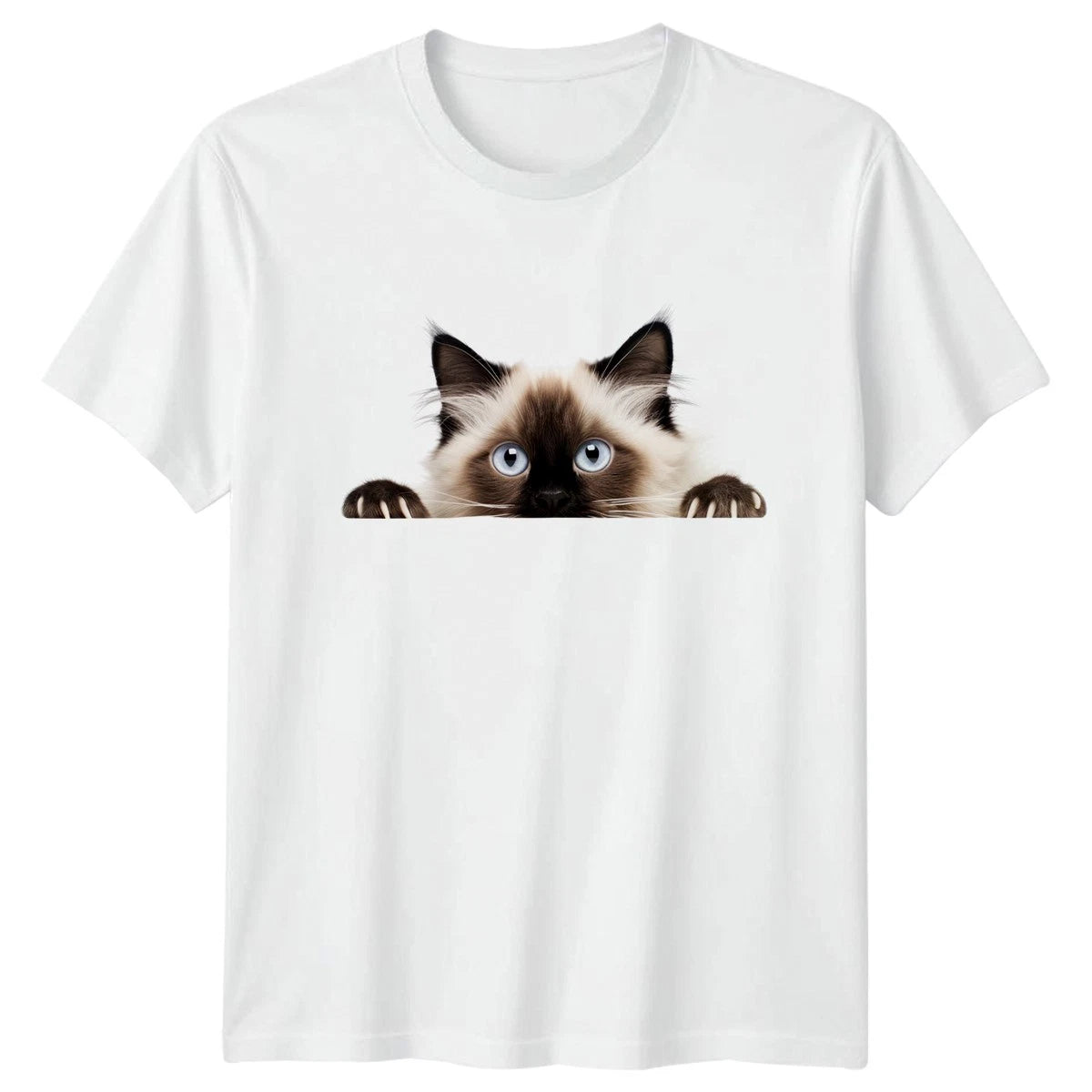 Peeking Ragdoll Cat Face T-Shirt Ragdoll Siamese Cats Gift For Him And Her