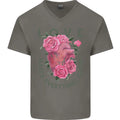 Love Makes Everything Grow Valentines Day Mens V-Neck Cotton T-Shirt