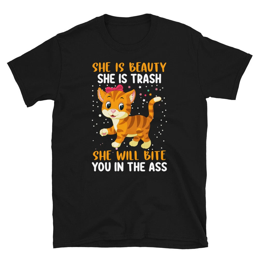 Bite You In The Ass Cute Cat Funny Animal Kitty Cats T-Shirt