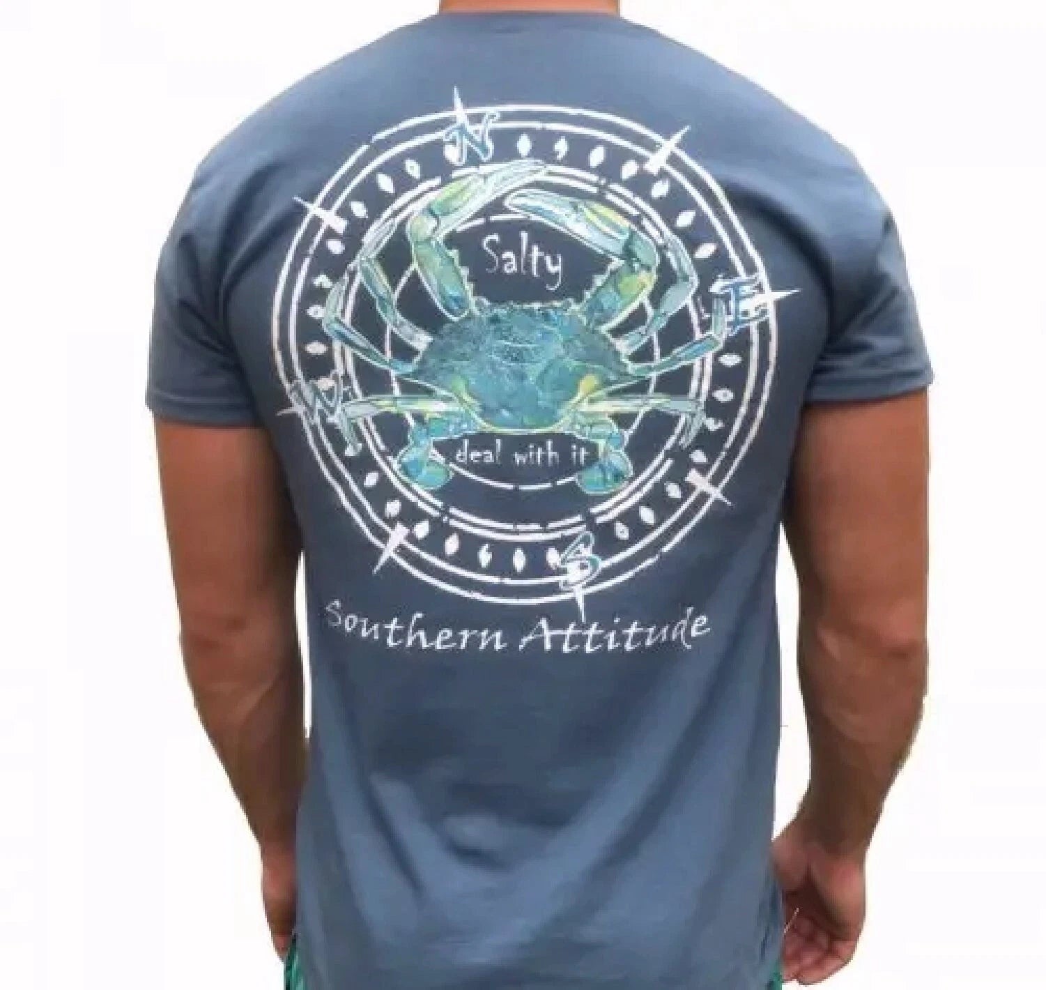 Salty Deal With It Crab Compass Short Sleeve T-Shirt NEW Fast Free Ship