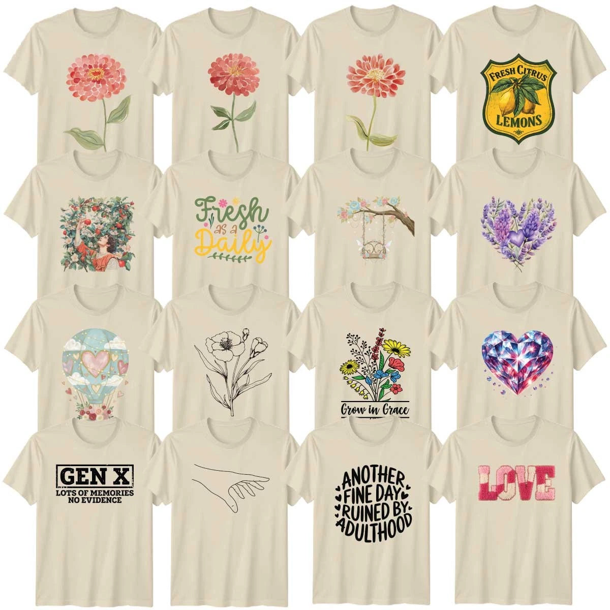 Minimalist Art Floral Adult T-Shirt Gardening Birthday Gift