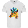 A Giraffe Watercolour Mens V-Neck Cotton T-Shirt