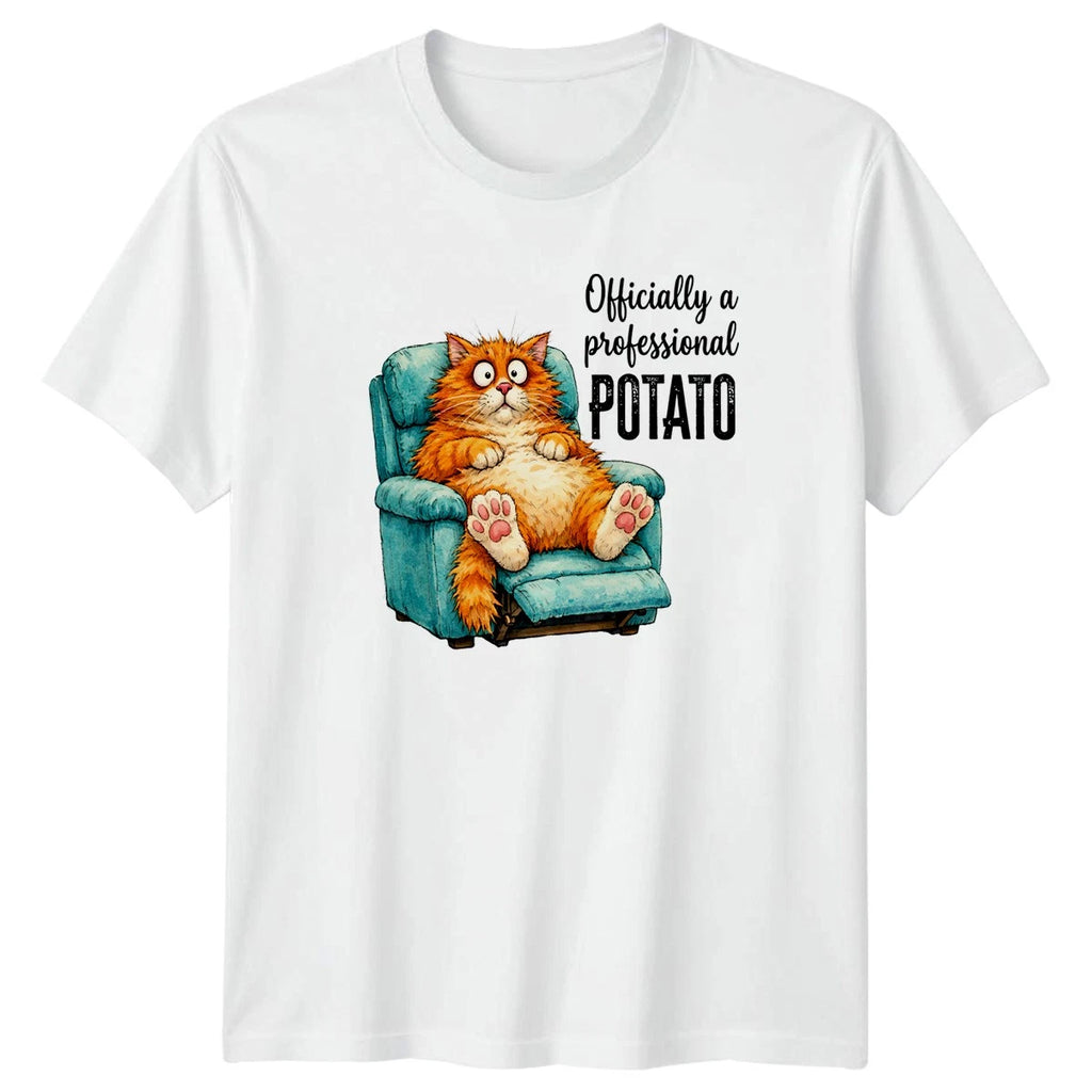 Officially A Professional Potato T-Shirt Funny Cat Birthday Gift For Him And Her