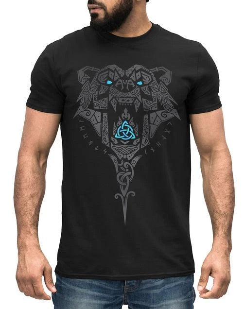 Mens T-Shirt Berserker Bear Viking Warrior Odin Thor Valhalla Runes Valknut