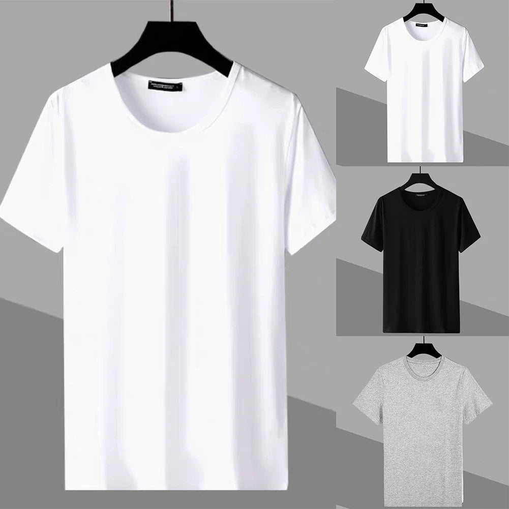 Fashion Men's Solid Color Slim Fit T Shirt Top Short Sleeve Casual Outfit