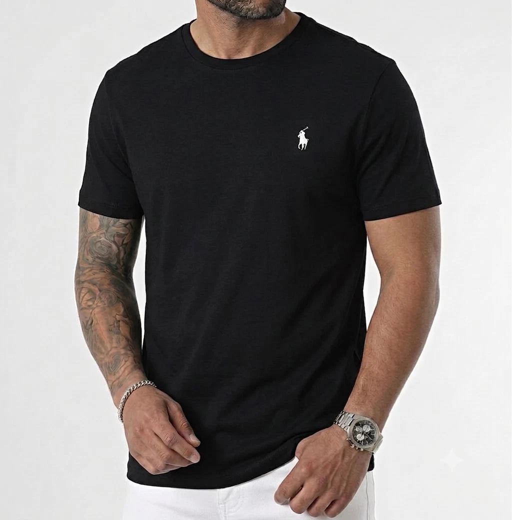 Polo Ralph Lauren Men's Cotton T-shirt Black with White Logo