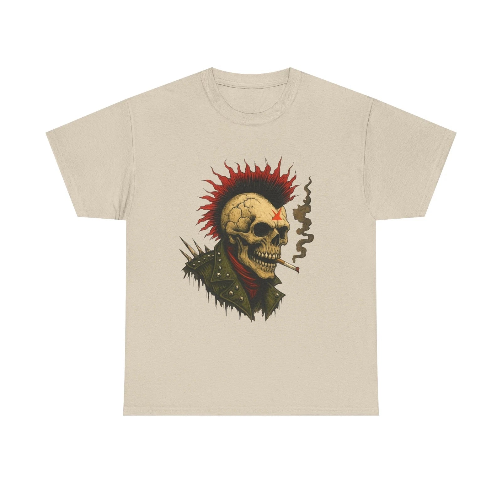 Punk Skull Graphic Tee Unisex Heavy Cotton Shirt Edgy Streetwear Music Festival
