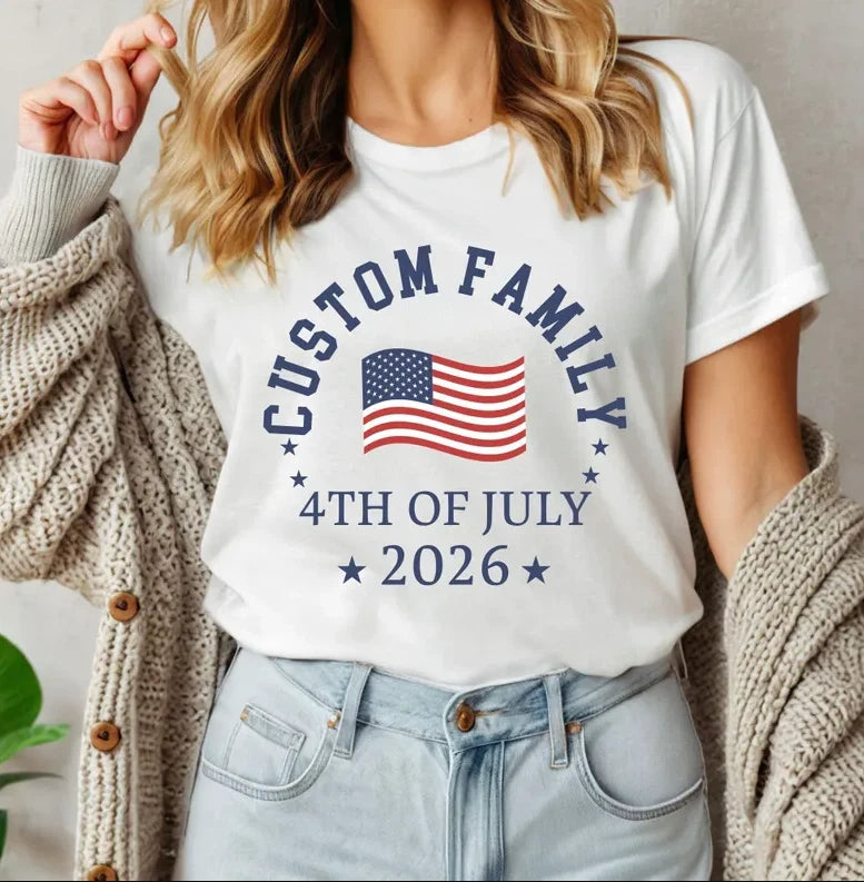 Personalized Family July 4th Print  Graphic Custom Patriotic Matching Shirt S-5X