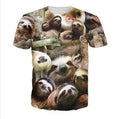 New Women Men Cute Sloth Collage 3D Print T-Shirt Casual Short Sleeve Tee S-5XL
