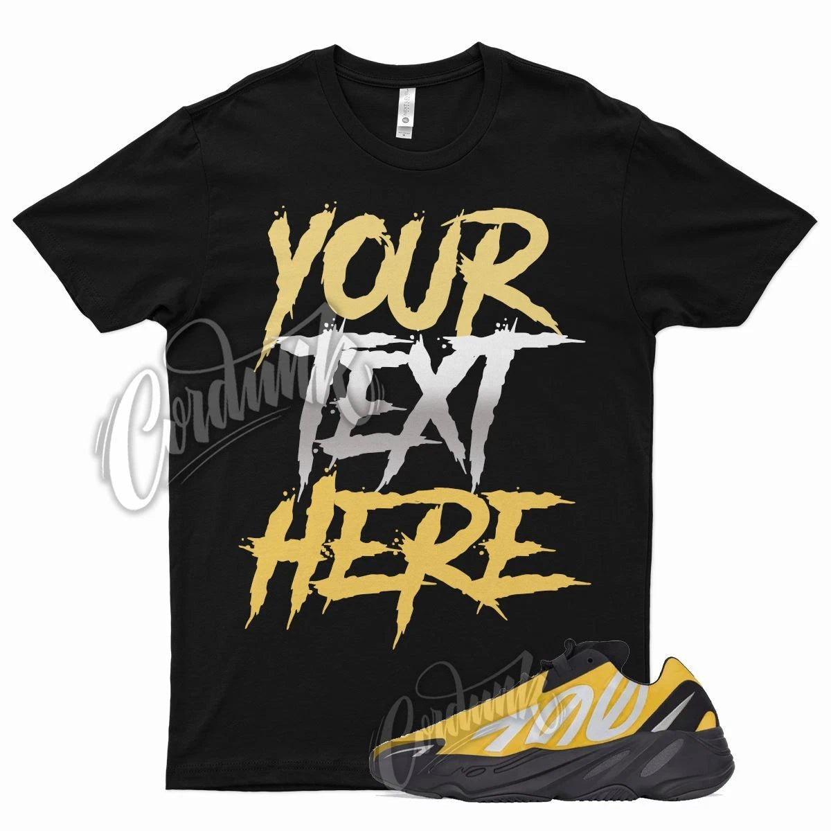 Black CUSTOM T Shirt for YZ 700 MNVN Honey Flux Yellow Metallic Silver 350