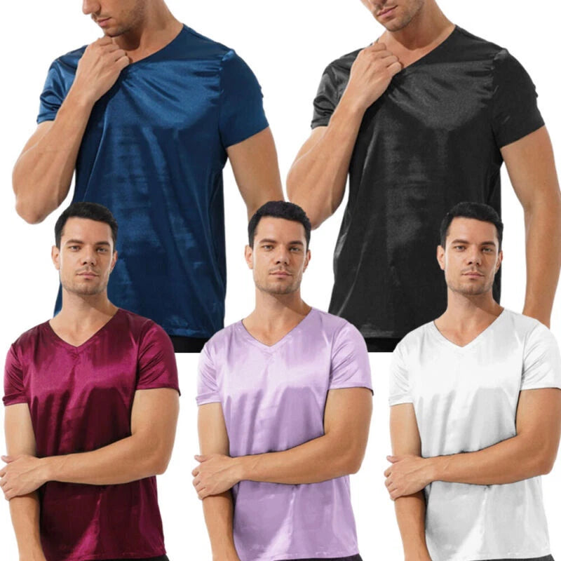 Men Tops Theme Shirt Party Top Soft T-shirt Exotic Shirts Solid Color Blouse