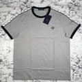 FRED PERRY Mens Steel Grey Taped Ringer T Shirt SIZE XL M4620 420 BNWT Authentic