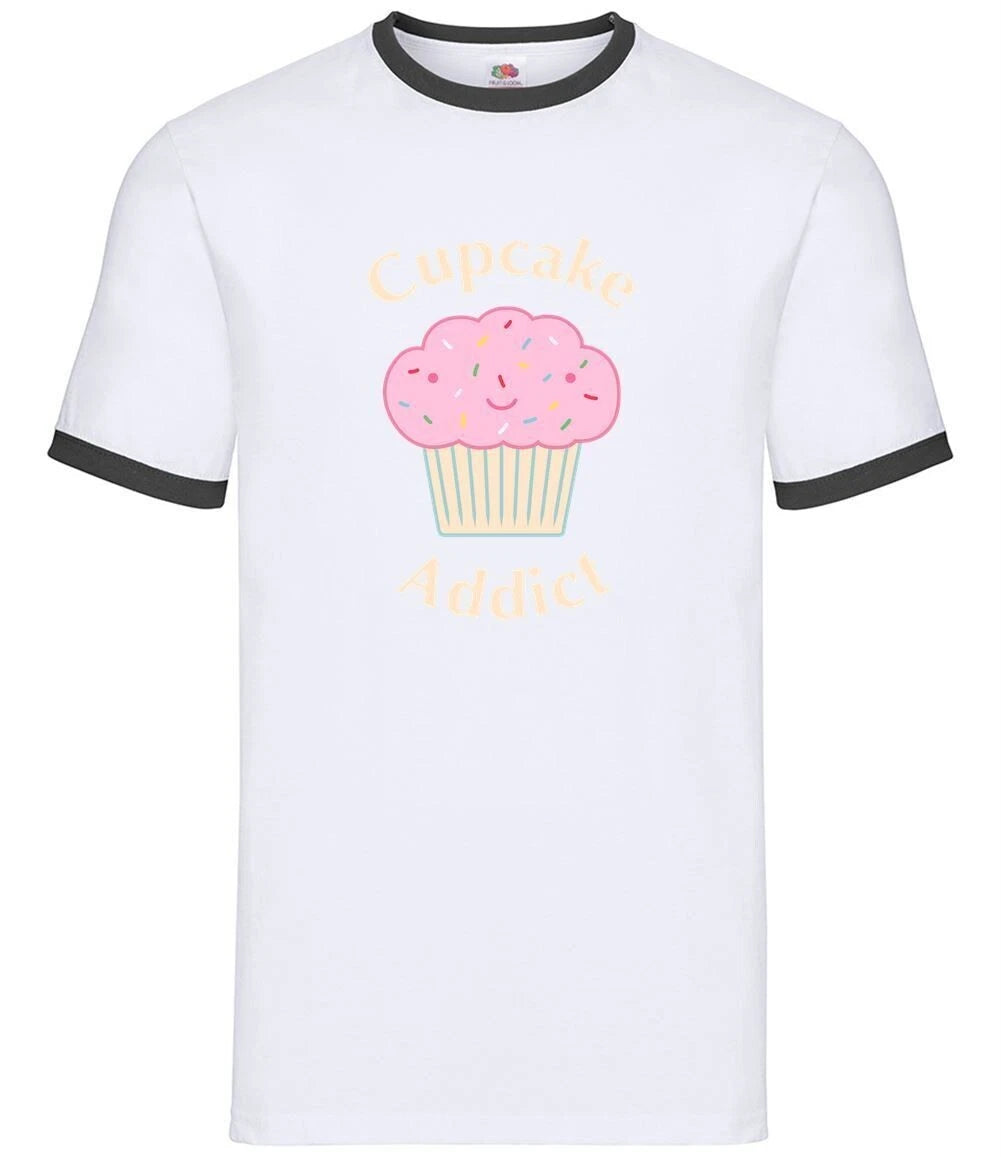Cupcake Addict Cute - Mens Ringer - Baking Bake Cake