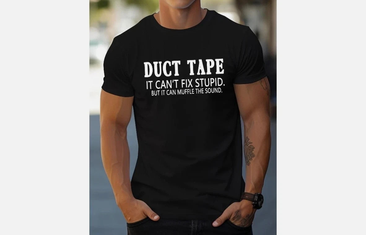 Men's Regular Shoulder Slim Fit T-Shirt with English Pattern Print T-shirt