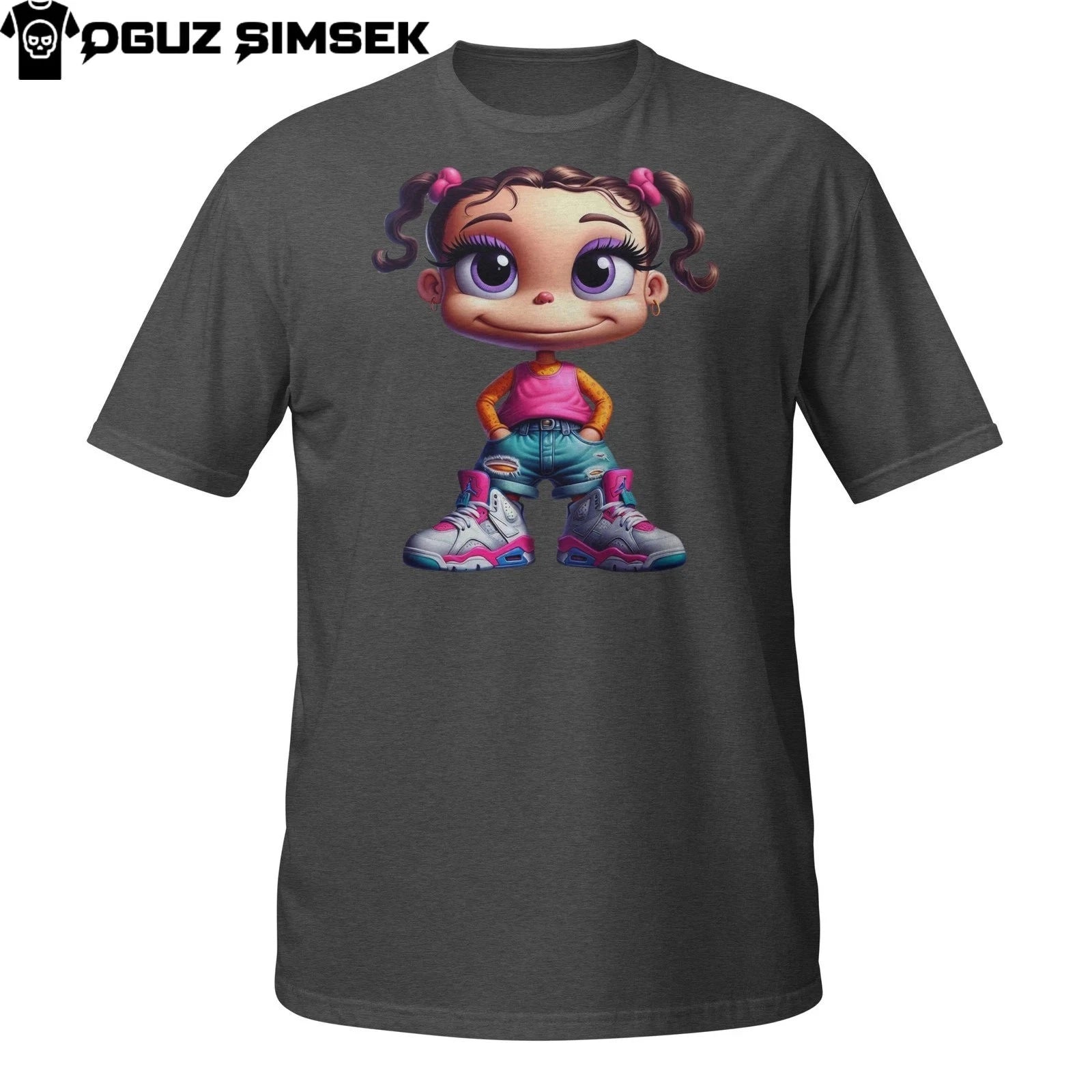 Cute Cartoon Girl T-Shirt – Urban Streetwear Style with Big Eyes Shirt