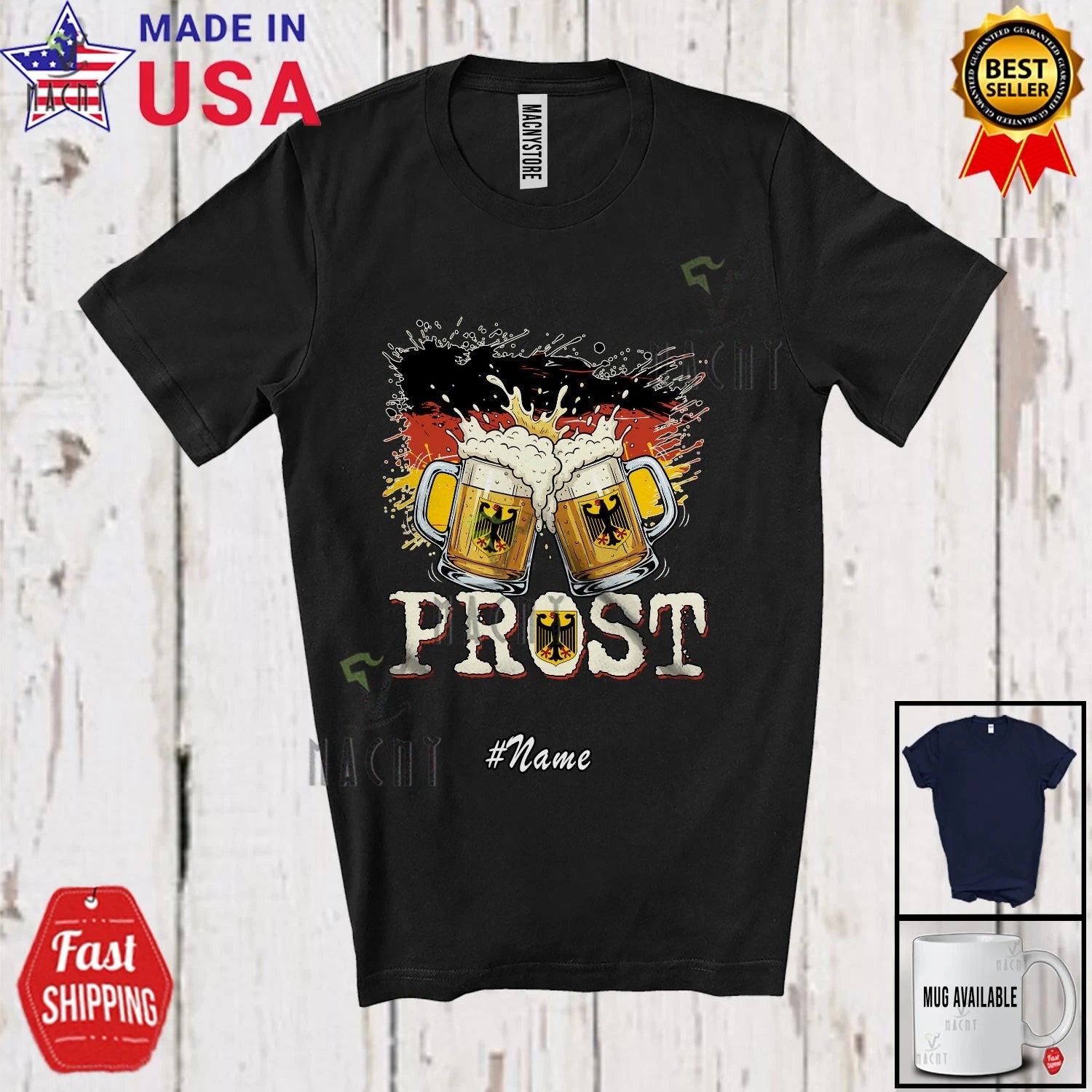 Custom Name Prost; Cheerful Oktoberfest Beer Drinking German Germany T-Shirt
