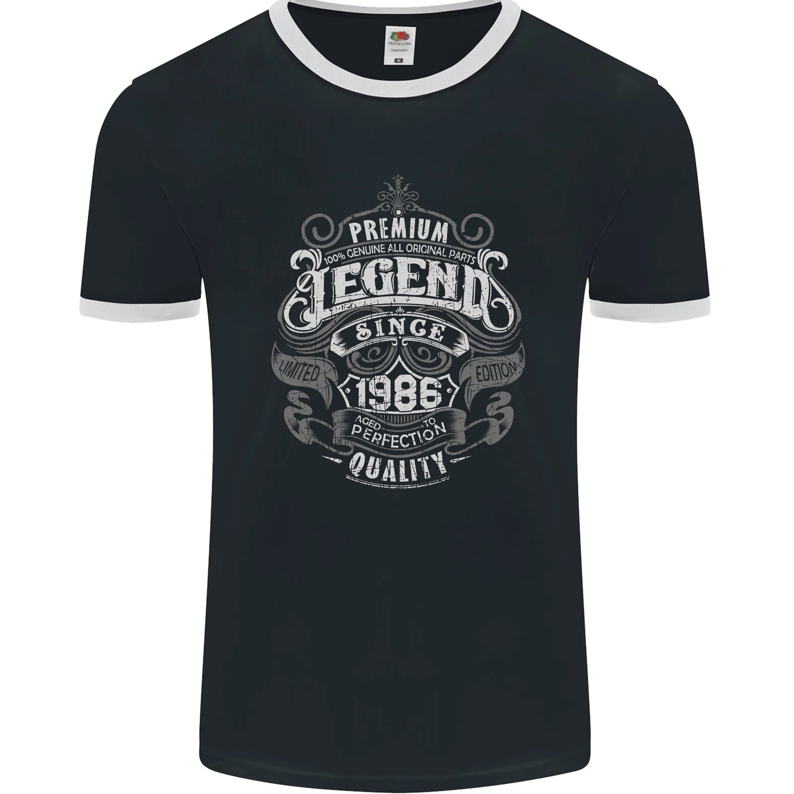 Premium Legend 40th Birthday 1986 Mens Ringer T-Shirt FotL