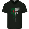 Algeria Skull Gym Training Bodybuilding Mens V-Neck Cotton T-Shirt