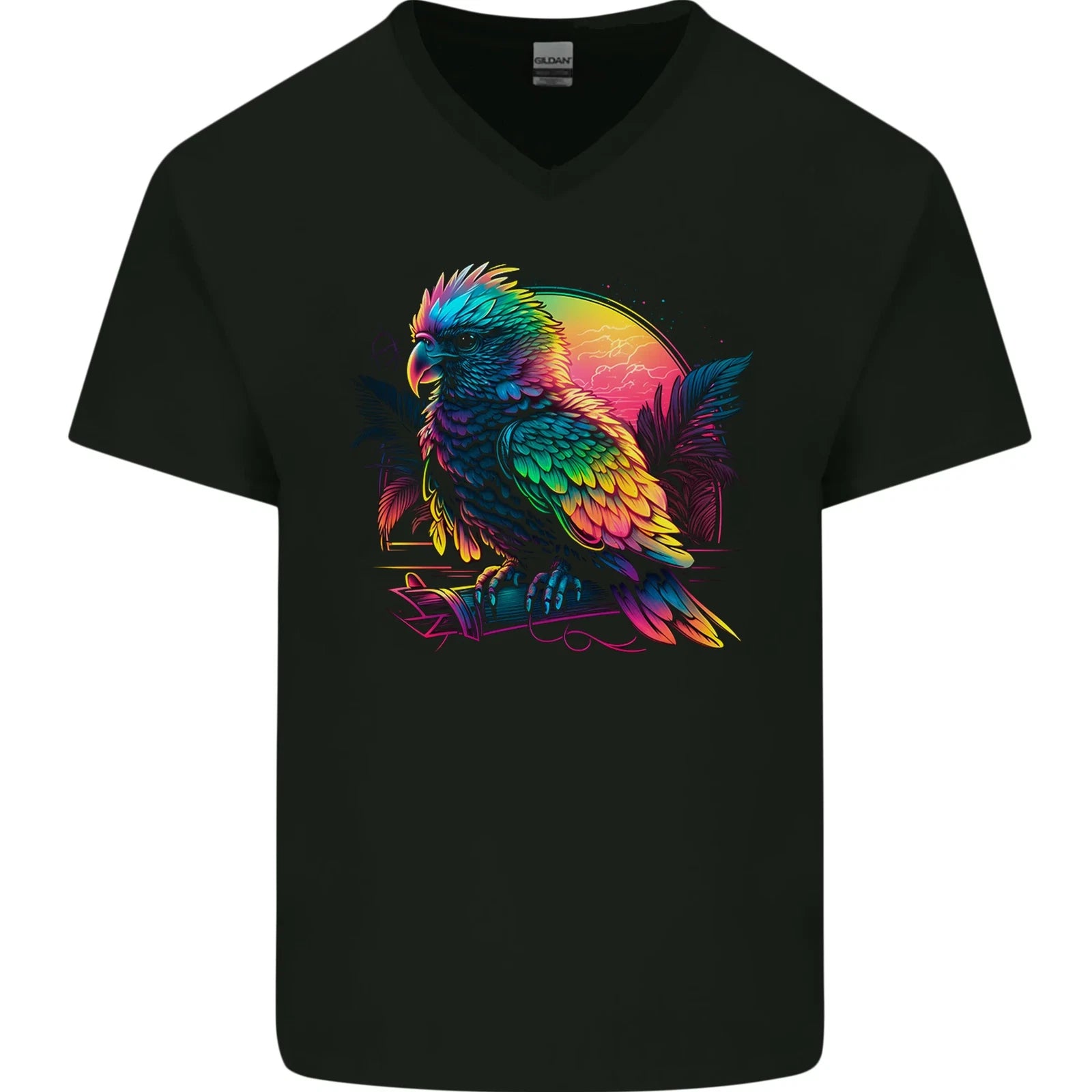 A Colourful Parrot Mens V-Neck Cotton T-Shirt