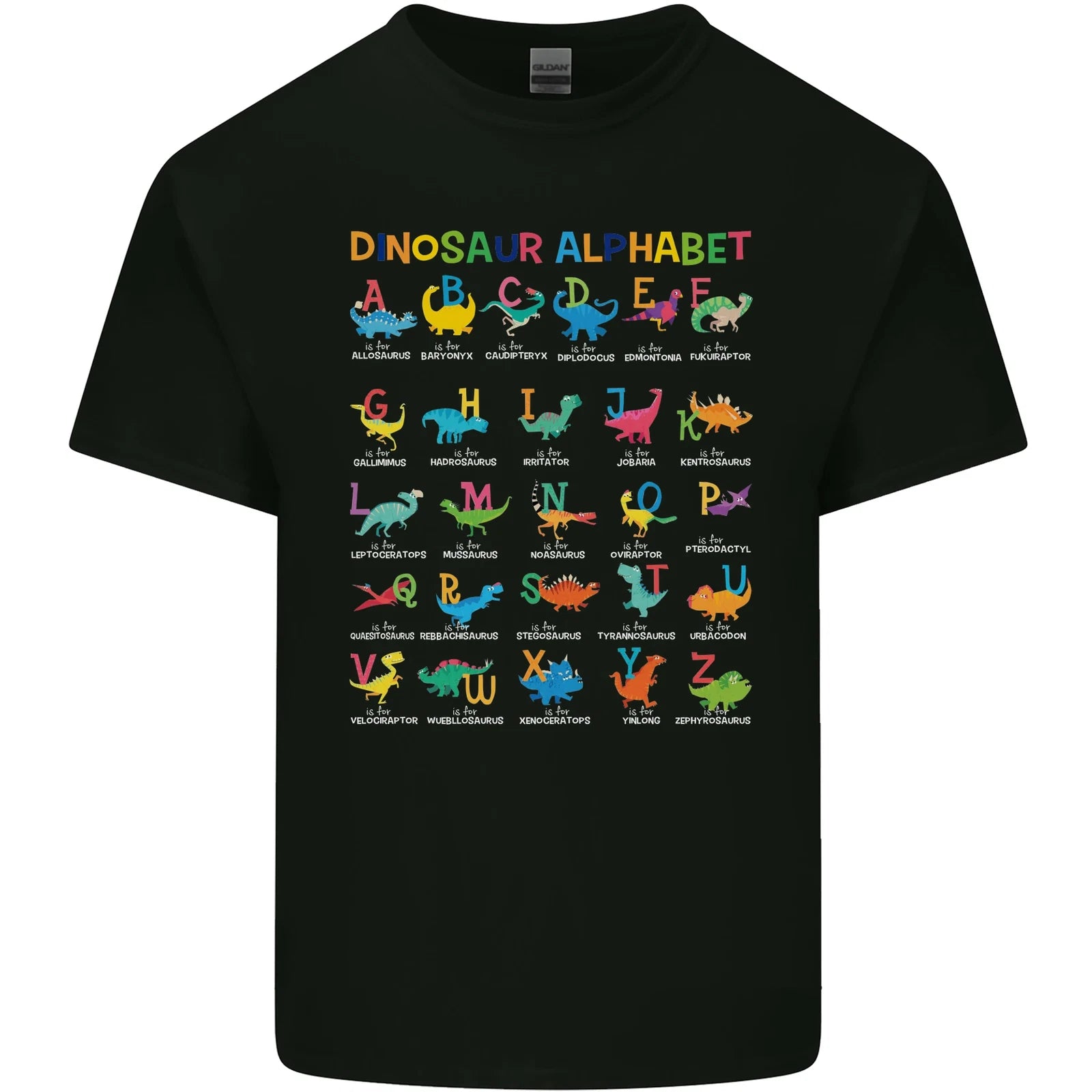Dinosaur Alphabet T-Rex Funny Mens Cotton T-Shirt Tee Top