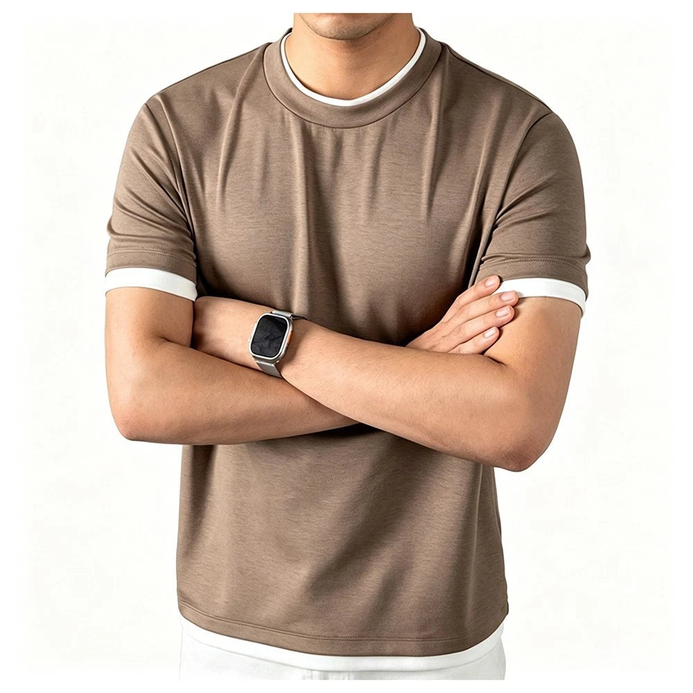Men's Casual Short Sleeve Polyester Top Loose Fit for Vacation Daily Life