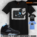 Shirt Matching AJ 5 Black UNC Blue 2026 Match Sneaker Shoebox 5s T-Shirt
