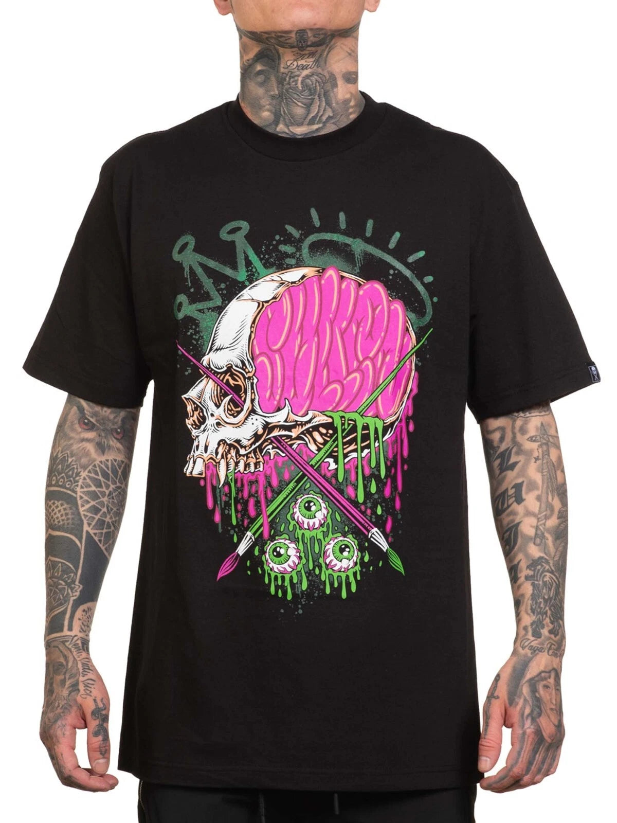 Sullen Men's Creative Minds Short Sleeve Standard T-shirt Neon Skull Tattoo Tee