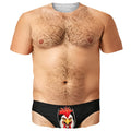 Men's Humor 3D Graphic T-Shirt Realistic Chest Hair and Chicken Underwear Nov...