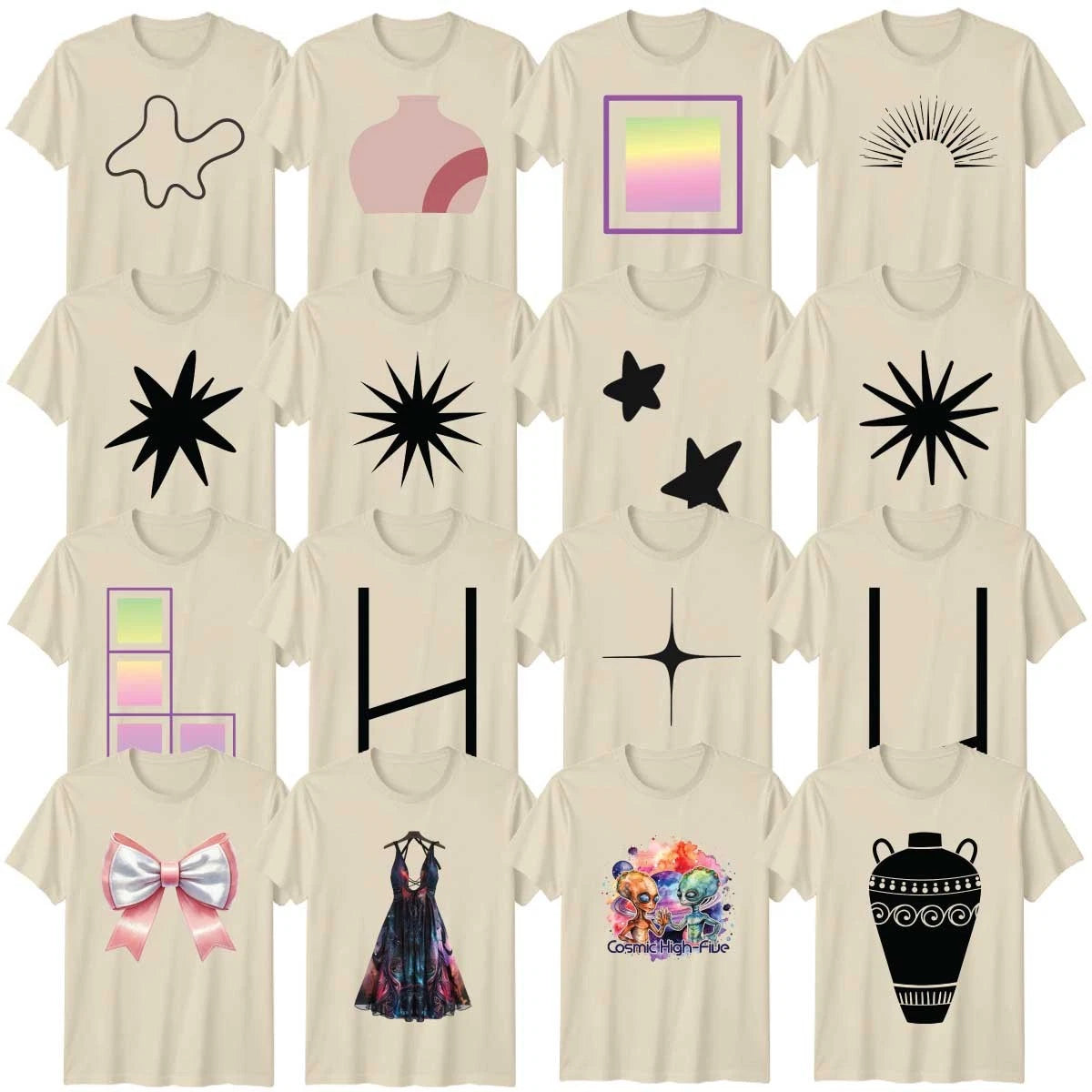 Minimalist Starburst Adult T-Shirt Organic Shapes Art Lover Gift