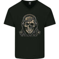Urban Skull With Headphones Mens V-Neck Cotton T-Shirt