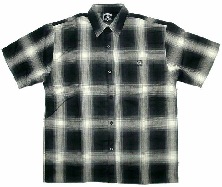 Black Veterano Short Sleeve Men's Plaid Flannel Shirt Lowrider Cholo OOP