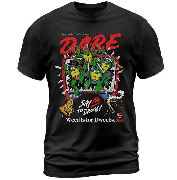 DARE Say No To Drugs! Ninja Turtles Classic Retro Vintage Graphic T-Shirt