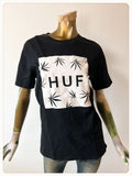 Huf Leaf Pattern Logo T-Shirt XL Used Casual Streetwear