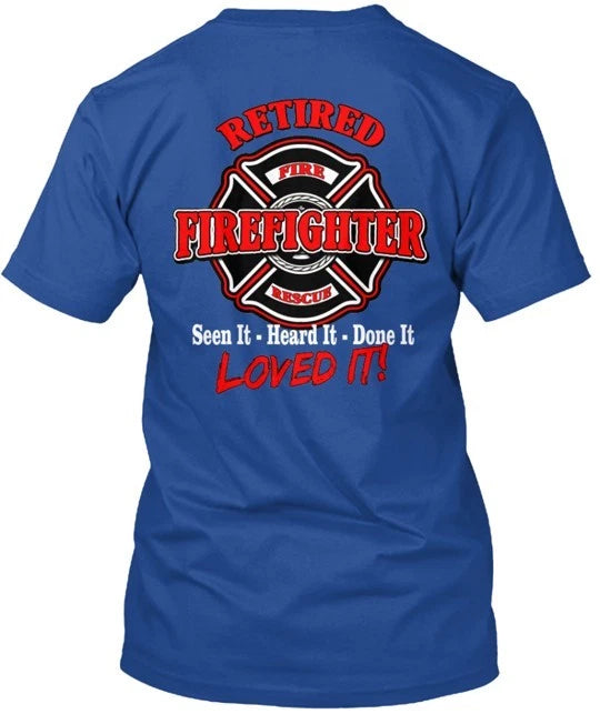 Retired Firefighter 1 T-Shirt Made in the USA Size S to 5XL