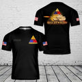Custom Name US Army 2nd Armored Division - M1A1 Tank - Hell on Wheels 3D shirt