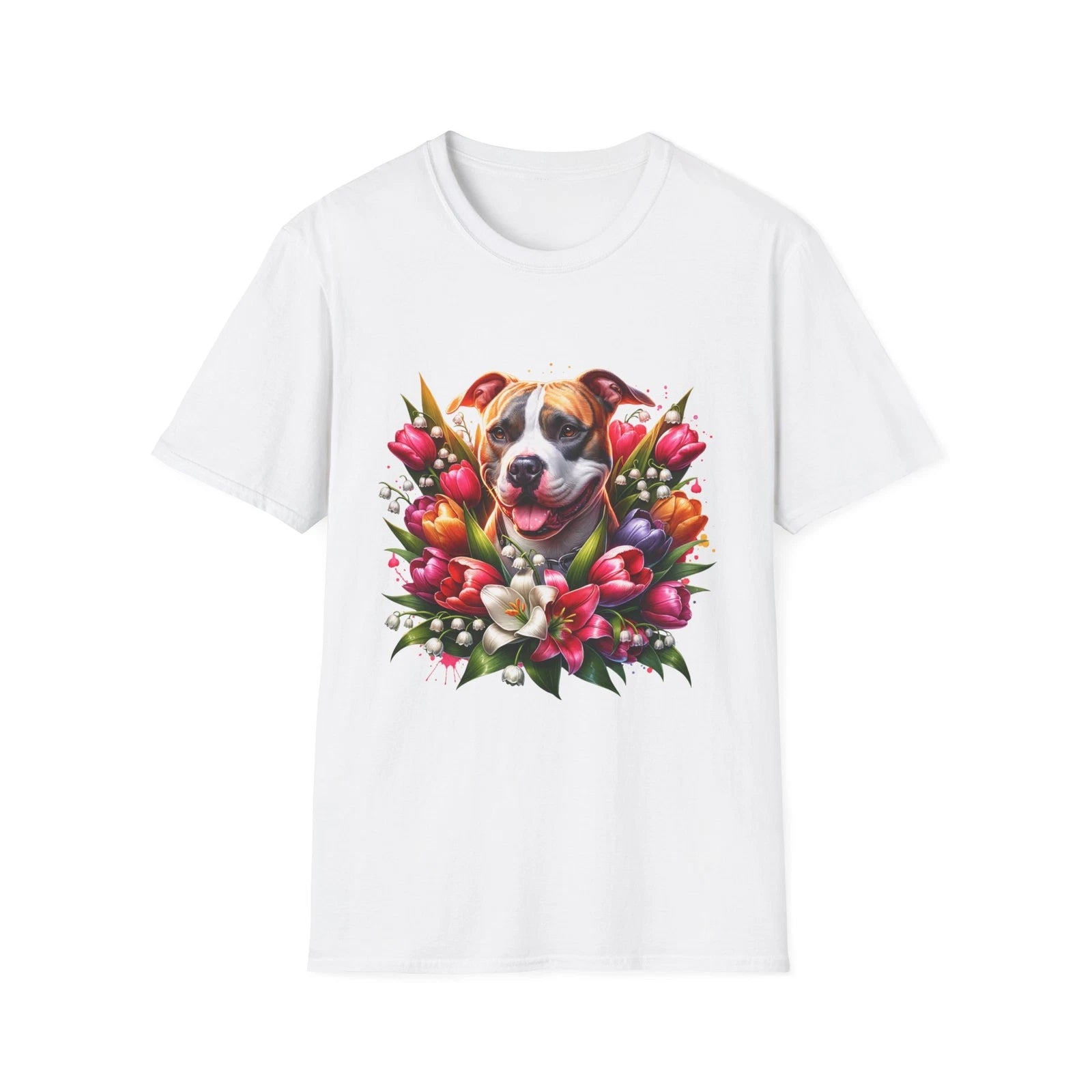 Floral Dog Graphic T-Shirt, Pet Lover Gift, Cute Animal Tee, Spring Style