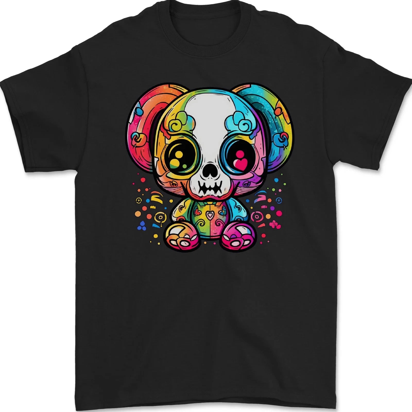A Cute Teddy Bear Demon Skull Mens T-Shirt 100% Cotton