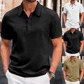 Men's Solid Color Short Sleeve Lapel Shirt Business Casual Streetwear Top