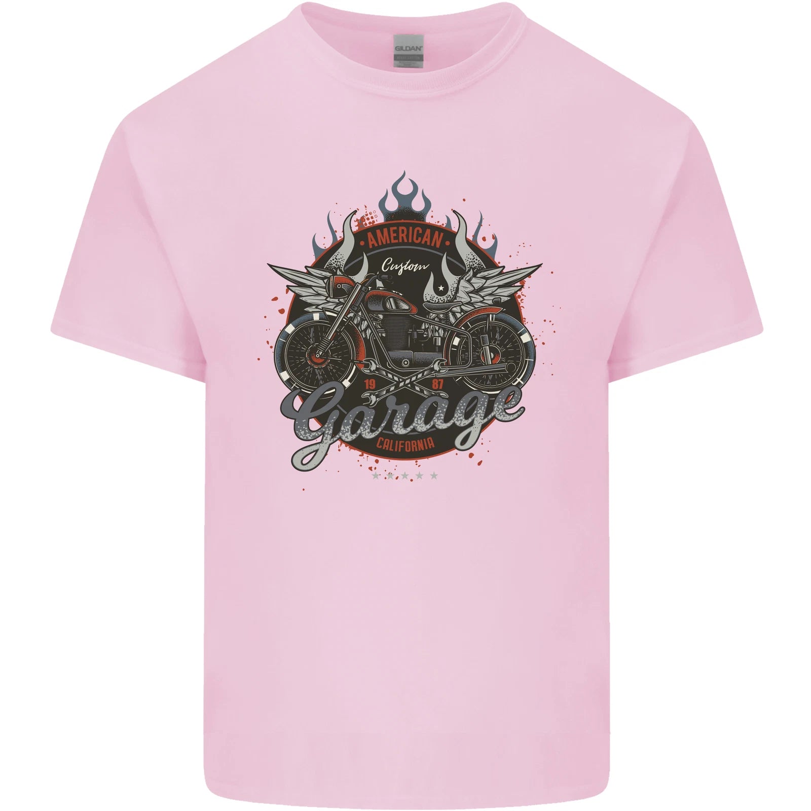 American Custom Garage Biker Motorcycle Mens Cotton T-Shirt Tee Top