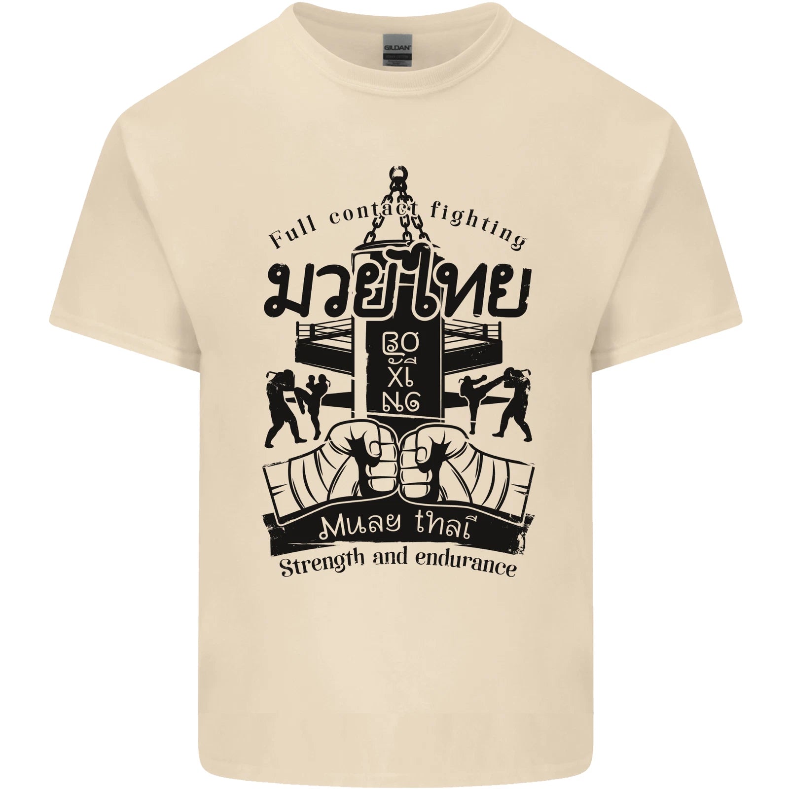 Muay Thai Full Contact Martial Arts MMA Mens Cotton T-Shirt Tee Top